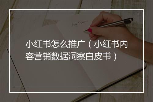 小红书怎么推广(小红书内容营销数据洞察白皮书)