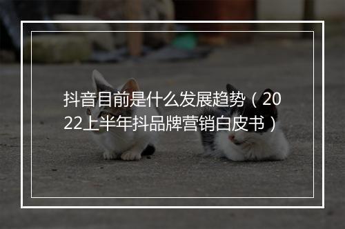 抖音目前是什么发展趋势(2022上半年抖品牌营销白皮书)