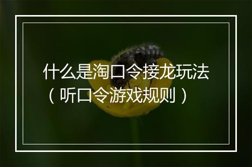什么是淘口令接龙玩法(听口令游戏规则)