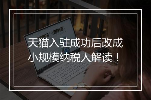 天猫入驻成功后改成小规模纳税人解读!
