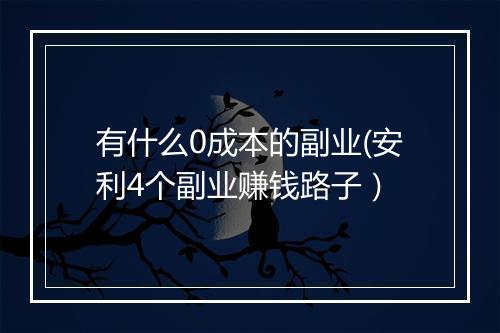 有什么0成本的副业(安利4个副业赚钱路子)