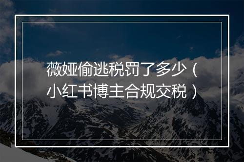 薇娅偷逃税罚了多少(小红书博主合规交税)
