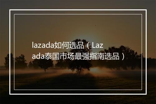lazada如何选品(Lazada泰国市场最强指南选品)