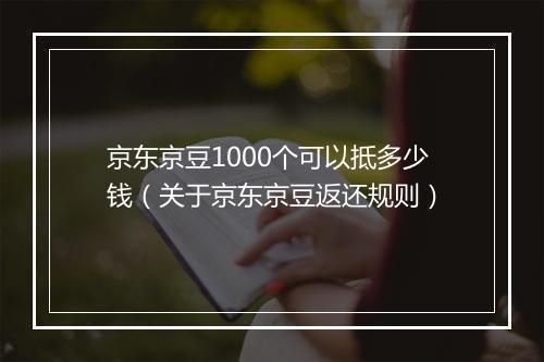 京东京豆1000个可以抵多少钱(关于京东京豆返还规则)