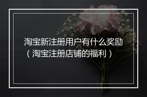 淘宝新注册用户有什么奖励(淘宝注册店铺的福利)