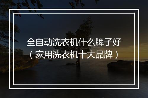 全自动洗衣机什么牌子好(家用洗衣机十大品牌)