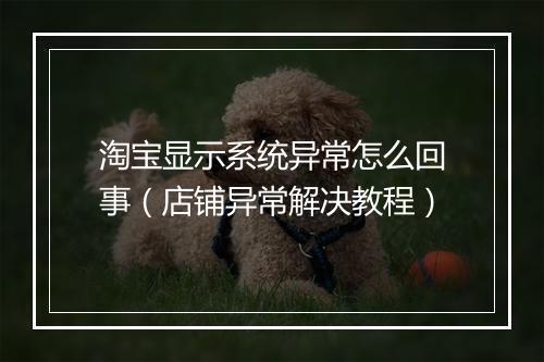 淘宝显示系统异常怎么回事(店铺异常解决教程)
