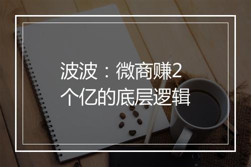 波波:微商赚2个亿的底层逻辑