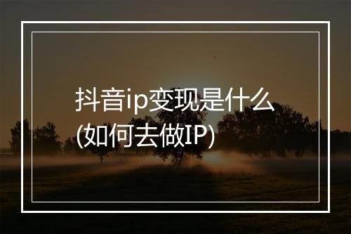 抖音ip变现是什么(如何去做IP)