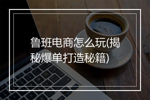 鲁班电商怎么玩(揭秘爆单打造秘籍)