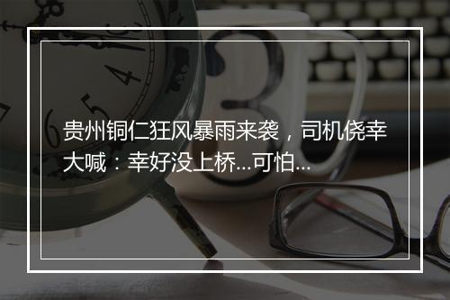 贵州铜仁狂风暴雨来袭,司机侥幸大喊:幸好没上桥...可怕!