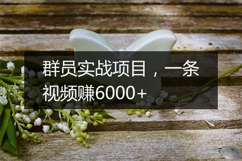 群员实战项目,一条视频赚6000+