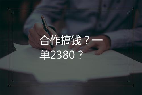 合作搞钱?一单2380?
