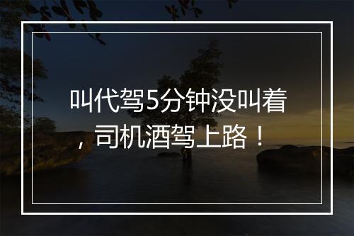 叫代驾5分钟没叫着,司机酒驾上路!