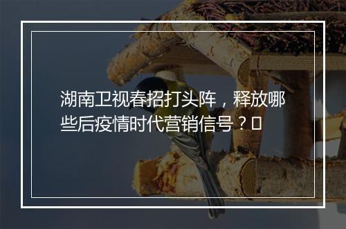 湖南卫视春招打头阵,释放哪些后疫情时代营销信号?