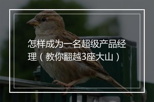怎样成为一名超级产品经理(教你翻越3座大山)