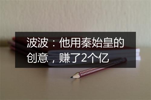波波:他用秦始皇的创意,赚了2个亿