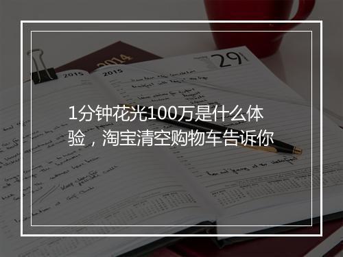 1分钟花光100万是什么体验,淘宝清空购物车告诉你