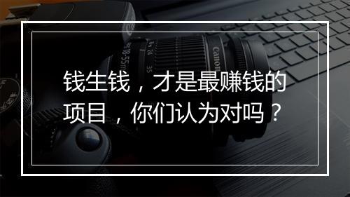 钱生钱,才是最赚钱的项目,你们认为对吗?