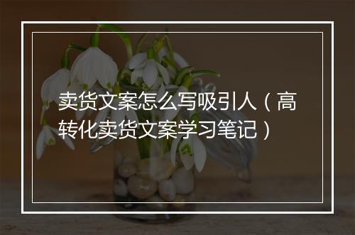 卖货文案怎么写吸引人(高转化卖货文案学习笔记)