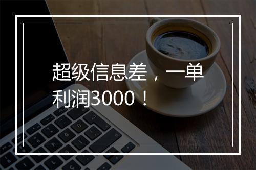 超级信息差,一单利润3000!