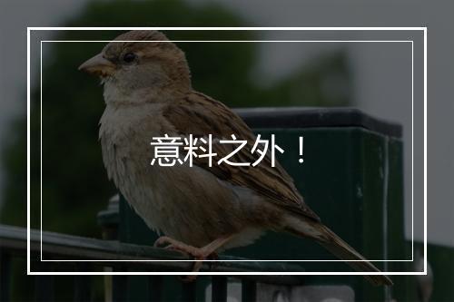 意料之外!