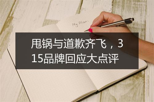 甩锅与道歉齐飞,315品牌回应大点评