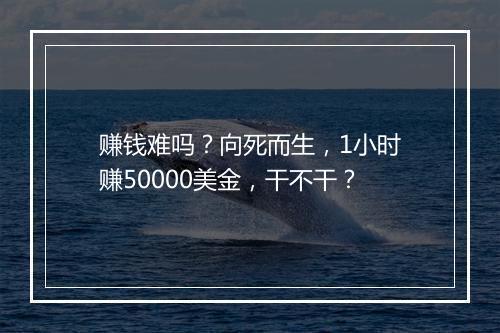 赚钱难吗?向死而生,1小时赚50000美金,干不干?