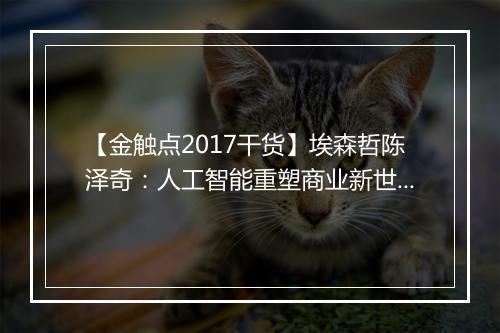 【金触点2017干货】埃森哲陈泽奇:人工智能重塑商业新世界