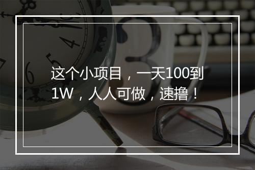 这个小项目,一天100到1W,人人可做,速撸!