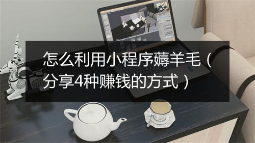 怎么利用小程序薅羊毛(分享4种赚钱的方式)
