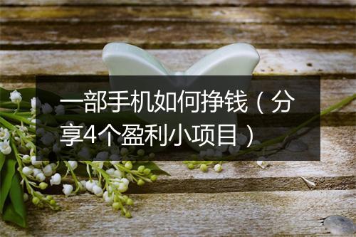 一部手机如何挣钱(分享4个盈利小项目)