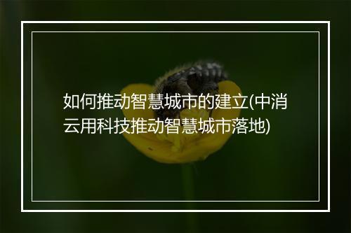 如何推动智慧城市的建立(中消云用科技推动智慧城市落地)