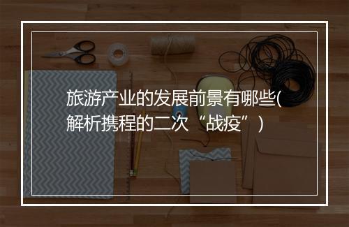 旅游产业的发展前景有哪些(解析携程的二次“战疫”)
