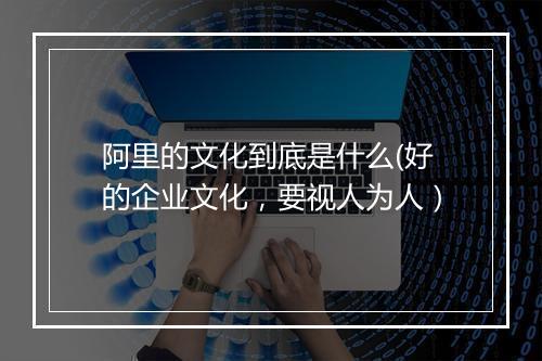 阿里的文化到底是什么(好的企业文化,要视人为人)