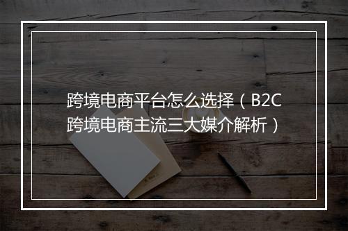 跨境电商平台怎么选择(B2C跨境电商主流三大媒介解析)