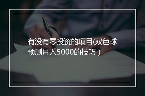 有没有零投资的项目(双色球预测月入5000的技巧)