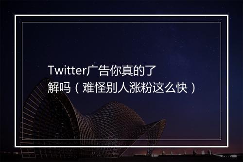Twitter广告你真的了解吗(难怪别人涨粉这么快)