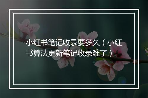 小红书笔记收录要多久(小红书算法更新笔记收录难了)