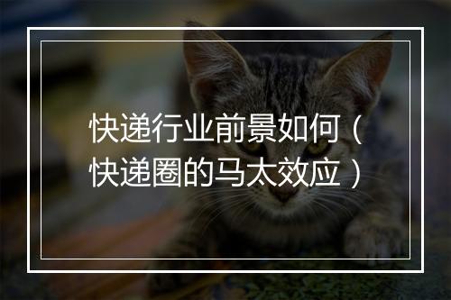 快递行业前景如何(快递圈的马太效应)
