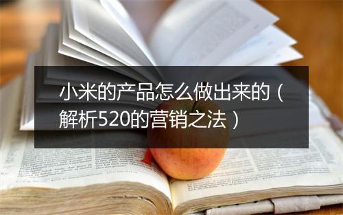 小米的产品怎么做出来的(解析520的营销之法)