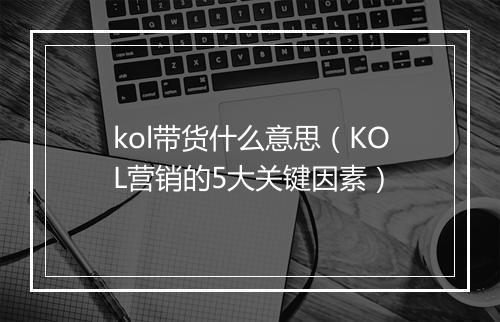 kol带货什么意思(KOL营销的5大关键因素)