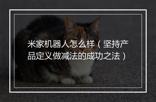 米家机器人怎么样(坚持产品定义做减法的成功之法)