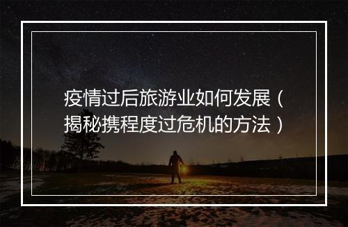 疫情过后旅游业如何发展(揭秘携程度过危机的方法)