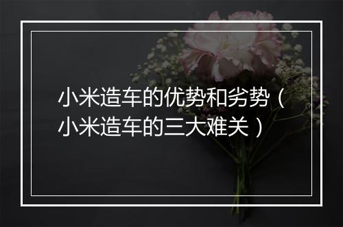 小米造车的优势和劣势(小米造车的三大难关)