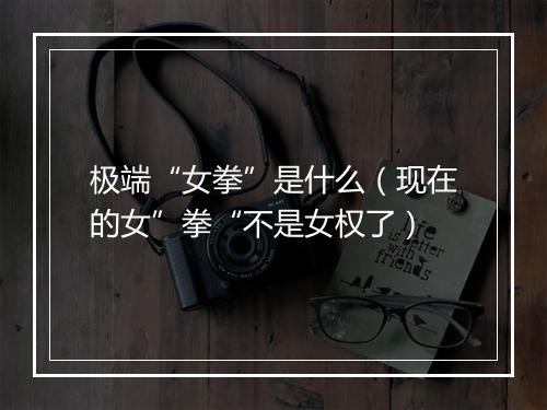极端“女拳”是什么(现在的女”拳“不是女权了)