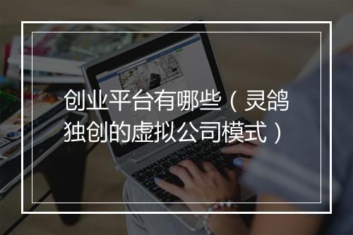 创业平台有哪些(灵鸽独创的虚拟公司模式)