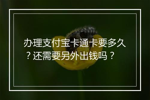 办理支付宝卡通卡要多久?还需要另外出钱吗?