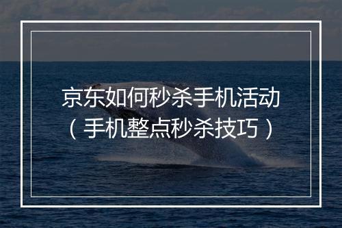 京东如何秒杀手机活动(手机整点秒杀技巧)