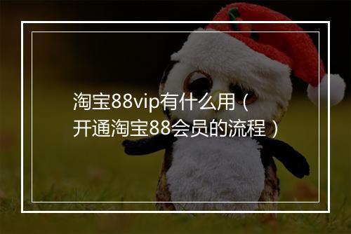 淘宝88vip有什么用(开通淘宝88会员的流程)